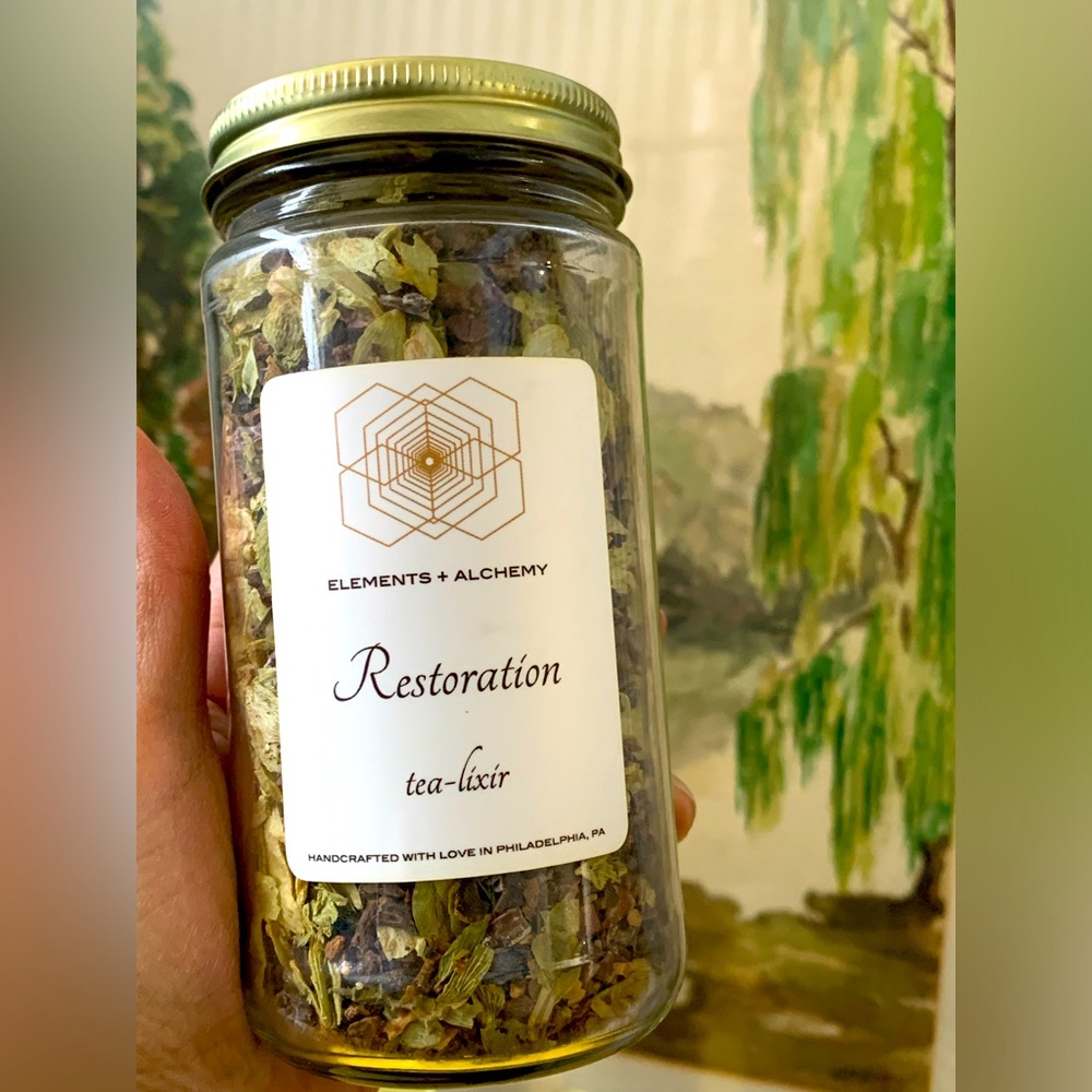 Organic Herbal Fresh Loose Leaf Tea - 12oz SEALED Mason Jar - RESTORATION